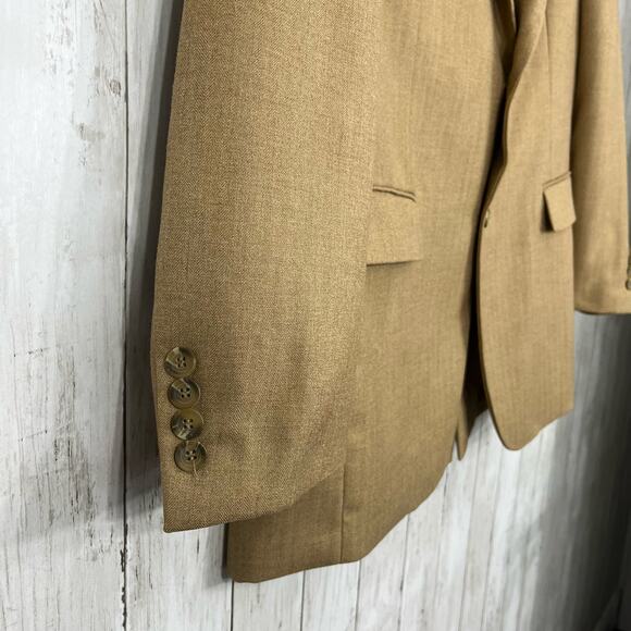 Andrew Fezza 2 Button Light Brown Tan Basic Suit Blazer Sports Coat 42R - Picture 5 of 11
